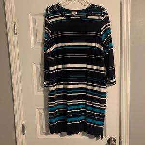 Navy and Aqua Stripe Crown & Ivy Dress